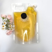 Pochettes transparentes en PE 1L-5L avec bec verseur et bouchon à vis, impression par gravure, emballage recyclable pour le stockage de liquides (jus, eau minérale)