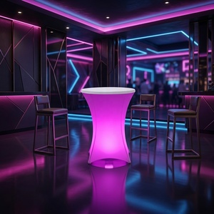 Tavolo Bar Pieghevole da Esterno, Tavolo Alto da Cocktail, LED Impermeabile e Resistente alle Macchie per Terrazze Interne ed Esterne - Product Image 4