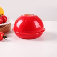 Herbruikbare plastic opbergdoos voor fruit in de vorm van avocado, ui, citroen en tomaat. Plastic bewaardoos voor verse voedsel in de koelkast.