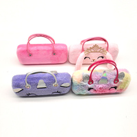 Étui à lunettes rectangulaire en peluche pour enfants, avec poignée, haut de gamme, motif dessin animé Licorne Princesse Chat, boîte de rangement rigide pour lunettes, personnalisable