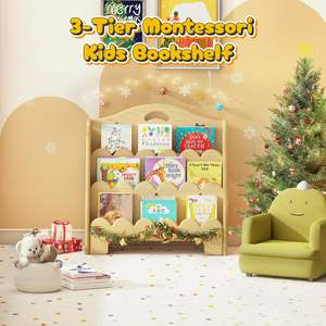 Étagère <span class=keywords><strong>Montessori</strong></span> en bois pour enfants <span class=keywords><strong>présentoir</strong></span> de <span class=keywords><strong>livre</strong></span> à 3 niveaux petit porte-<span class=keywords><strong>livre</strong></span> pour bébé pépinière et salle de jeux - Product Image 2
