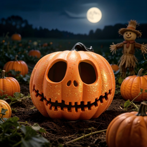 DAMAI Scaring <b>Halloween</b> LED Pumpkin Lantern Tabletop Decoration Props for Holiday Party Glitter Pumpkin <b>Decor</b> - Product Image 1
