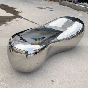 J074 Hôtel Lobby Art Décor Galet Métal Pierre Statue Abstraite En Acier Inoxydable Pavé Sculpture - Product Image 2