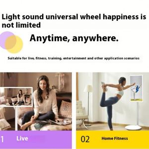 Lecteur vidéo de fitness Smart TV blanc de 23.8 pouces rétroéclairé par LED portable vertical Android HD au sol - Product Image 2