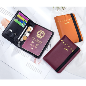 Titulaire de la carte de blocage RFID mince en cuir véritable pour hommes personnalisé pour billet de voyage et <span class=keywords><strong>passeport</strong></span> populaire pour les femmes - Product Image 4