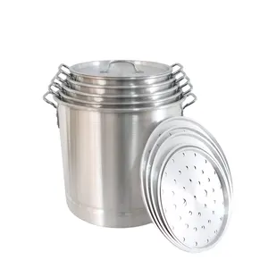 Ensembles de marmites en aluminium de grande capacité 8qt à 100qt Big Caldero Pot en aluminium avec cuiseur vapeur