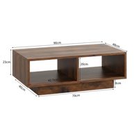 Adenuo Table basse rectangulaire moderne effet bois vintage, design élégant pour salon avec 2 compartiments ouverts