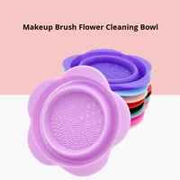 Bol de nettoyage pour pinceaux de maquillage en silicone en forme de fleur, tapis de lavage et séchage pliable tout-en-un pour éponge de maquillage et houppette, pour la maison