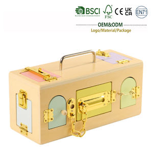 モンテッソーリ教育玩具 木製 10-in-1 ロックボックス アクティビティトイ 幼児向け 3-6歳 就学前教育玩具 細かい運動能力 - Product Image 1