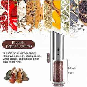 Stainless Steel Rechargeable USB Gravity <b>Pepper</b> Mill Electric Spice Himalayan Salt <b>Pepper</b> <b>Grinder</b> Set Eco-Friendly 170ml Glass - Product Image 2
