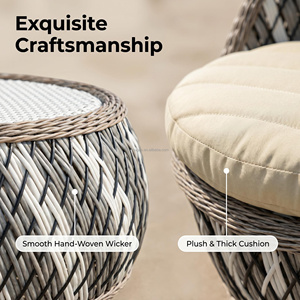 Ensemble de <span class=keywords><strong>salon</strong></span> de <span class=keywords><strong>jardin</strong></span> moderne et durable en rotin tressé avec chaises longues et coussins confortables - Product Image 6