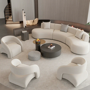 Minimalist Contemporary Hotel Reception Furniture Set Chair Coffee <b>Table</b> Combination Curved Eco-Friendly Wood for Home <b>Office</b> - Product Image 4