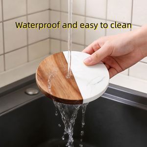 Posavasos Redondos de Mármol y Madera de Lujo Personalizados con Grabado, Resistentes al Calor, para Bar, Bodas, Decoración del Hogar - Product Image 5