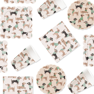 Décorations de fête d'anniversaire pour chien DAMAI, ensemble de vaisselle pour chiot, assiettes, gobelets, serviettes, thème chien pour les fêtes sur le thème des pattes, pour 8 personnes - Product Image 2