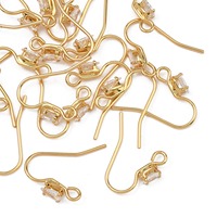 Pandahall SHEGRACE 20 crochets d'oreilles en laiton pavé de zircone cubique pour la fabrication de bijoux