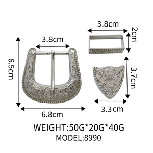 उच्च गुणवत्ता वाले कस्टम लोगो धातु जस्ता मिश्र धातु पीतल सोना पश्चिमी काउबॉय 3 टुकड़ा लक्जरी पुरुषों के बेल्ट बकसुआ - Product Image 2