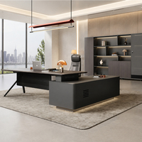 Scrivania Direzionale Moderna a L con Armadietto, Tavolo per Ufficio CEO/Manager, Arredamento Commerciale Personalizzato XIMI-02