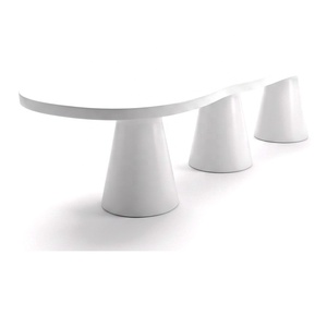 <b>White</b> Oval Resin Outdoor <b>Dining</b> <b>Table</b> Modern Pedestal Base Waterproof Patio <b>Table</b> Seats 6 - Product Image 2