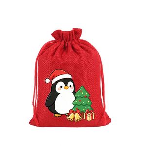 Sac en toile de jute de Noël en gros 15x20cm, personnalisable avec logo, sac en lin à cordon, pochette durable pour bonbons de Noël, cadeaux et fêtes - Product Image 4