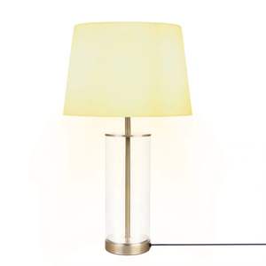 Modern Brass <b>Table</b> <b>Lamp</b> with <b>White</b> Fabric Drum <b>Shade</b>, Battery Powered LED, Warm <b>White</b> Light, 23-Inch, for Office, Home, Wedding - Product Image 3