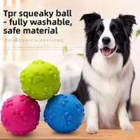 Jouet sonore pour chien, résistant aux morsures, en forme de boule moléaire, avec motif de patte, pour la décompression et l'entraînement interactif, en caoutchouc