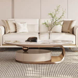 <span class=keywords><strong>Tavolino</strong></span> da caffè moderno in stile americano, popolare <span class=keywords><strong>per</strong></span> il soggiorno, con piano in ardesia e mobiletto, tavolo da tè ovale di lusso <span class=keywords><strong>per</strong></span> <span class=keywords><strong>divano</strong></span> - Product Image 1