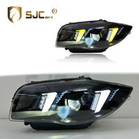 Feux avant LED SJC Auto Car Parts pour BMW Série 1 E87 E82 Jaune Blanc Double Couleur, Ensemble de Lampes Avant 04-11 Style Yeux de Serpent
