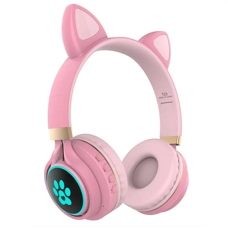 Écouteurs t23 usine nouveaux écouteurs oreille de chat couvre-chef lumineux écouteurs cla oreille chat