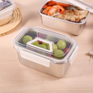 Multiple Sizes Stainless Steel Rectangle Food <b>Storage</b> <b>Containers</b> <b>Stackable</b> with Plastic Lids Kitchen Meal Prep Travel Use - Product Image 2