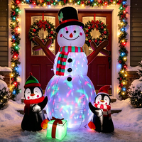 Décoration de jardin gonflable Unigz 6FT en gros : Pingouin, Bonhomme de neige avec lumière LED, Père Noël et boîte cadeau pour Noël en extérieur