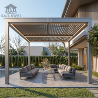 Pergola extérieure abordable 4x4m avec toit à lames en aluminium, ouverture manuelle, abri solaire résistant aux intempéries pour jardin, vente directe usine
