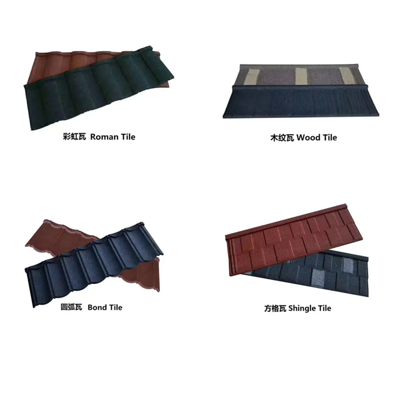 Azulejos de techo de metal con revestimiento de piedra, material de construcción, estilo milano, tipo clásico, unión, color rojo oscuro, 1340x420x0,5mm