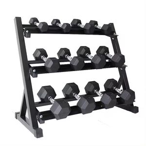 Black Free Weight Pairs Sets Rubber Coating Steel Fitness Cast Iron Hexagon Fitness And Bodybuilding Hex Rubber Hex Dumbbell
