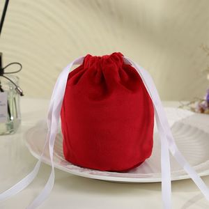 Custom Red and Green Velvet Drawstring Pouch <b>Bag</b> for Christmas Wedding <b>Gifts</b> for Crafts - Product Image 2