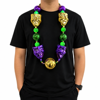 Collier lumineux LED de 52 pouces pour le Mardi Gras avec 4 masques de comédie et de tragédie et 4 grandes boules de 60 mm pour le défilé de carnaval