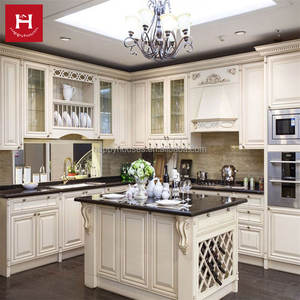 HAPPY HOUSES Australie Blanc Classique Meubles Îlot <span class=keywords><strong>De</strong></span> <span class=keywords><strong>Cuisine</strong></span> Armoires <span class=keywords><strong>De</strong></span> <span class=keywords><strong>Cuisine</strong></span> Complètes En Bois Massif Comptoirs En Marbre Noir - Product Image 1