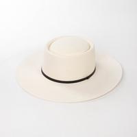 A022003 Nouveau style Chapeau Fedora à large bord rétro 100% en laine Chapeau haut de forme polyvalent et simple avec ceinture de décoration Chapeau haut de forme