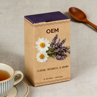 Sachets de thé mélangé à la lavande et à la camomille OEM - Thé aux herbes relaxant et apaisant favorisant le sommeil, réduisant le stress, qualité alimentaire 1,5g*18