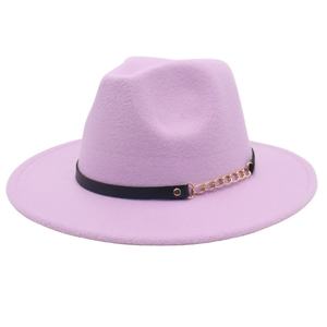 Sombrero Fedora de Caballero Shanghai Beach con Ala Ancha, Lana Suave, Estilo Casual Moderno para Exportación, Nuevo con Cadena y Cinturón - Product Image 4