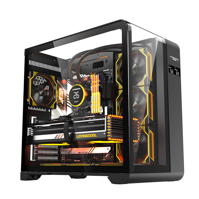 Lovingcool New Style Temperature Display Three-sided Tempered Glass Computer & Towers Cool PC ATX Spcc Gaming Comput Cases Tower