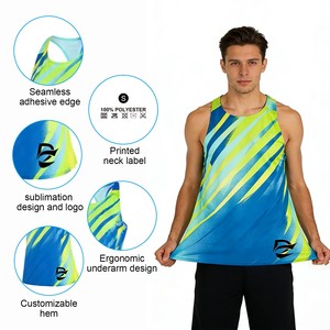 Low MOQ Custom Sublimation Polyester Quick Dry <strong>Running</strong> Vest Breathable Lightweight Seamless <strong>Men</strong> Women's Gym Sport Pro <strong>Singlet</strong> - Product Image 4