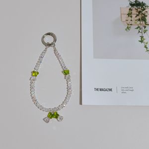 Crystal Beaded <b>Phone</b> <b>Strap</b> With Pink Flower Charms Keychain For Women - Product Image 3