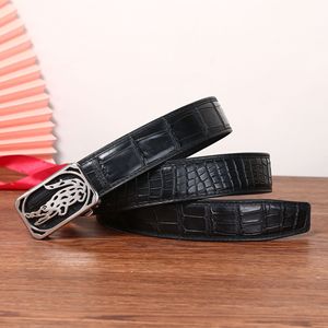 Nouvelle <span class=keywords><strong>ceinture</strong></span> automatique en acier tressé en cuir de vache à imprimé crocodile <span class=keywords><strong>pour</strong></span> hommes - Product Image 5