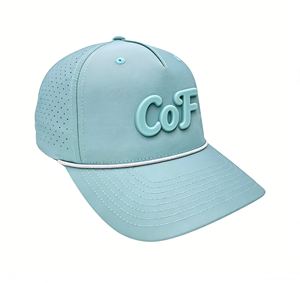 OEM Custom 5 Panel Water Proof Perforated Rope Golf <b>Hat</b> High Profile Curved Brim Premium Rubber Logo Snapback <b>Hat</b> <b>for</b> Men - Product Image 2