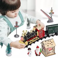 Enfants plus beaux enfants cadeau de noël fente électrique train de fumée jouets ensemble avec lumière sonore