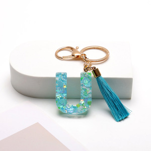 Llavero de moda azul cielo con letras brillantes y borla, adorno para bolso, regalo perfecto de cumpleaños o festivo para amigos - Product Image 6