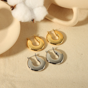 Stainless Steel U Shape <b>Hoop</b> <b>Earrings</b> Gold <b>Silver</b> Color Fashion Geometric Stud <b>Earrings</b> For Women Jewelry Accessories - Product Image 1