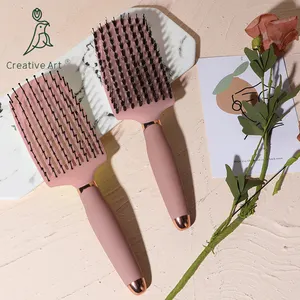 New Arrival Plastic Curly Hairbrush Hair Styling Tool Custom Logo Speed Dry Nylon Boar Bristle Vent Detangle Hair Brush
