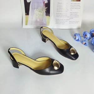Round Toe Genuine Leather Ankle Strap Thick High Heel Roman <b>Sandals</b> Comfortable Women Pumps Dress Shoes <b>Summer</b> - Product Image 3