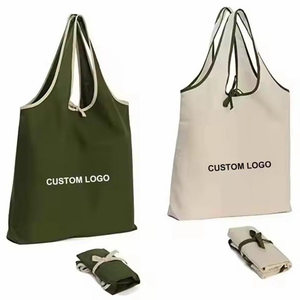 <b>Foldable</b> Reusable Grocery Shopping <b>Bag</b> Large Capacity Polyester Tote with Letter Print Custom Printed Logo Promotional Gift - Product Image 2